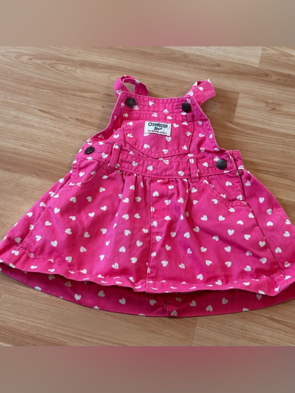 OshKosh B'gosh Bright Pink Heart Print Overall Dress